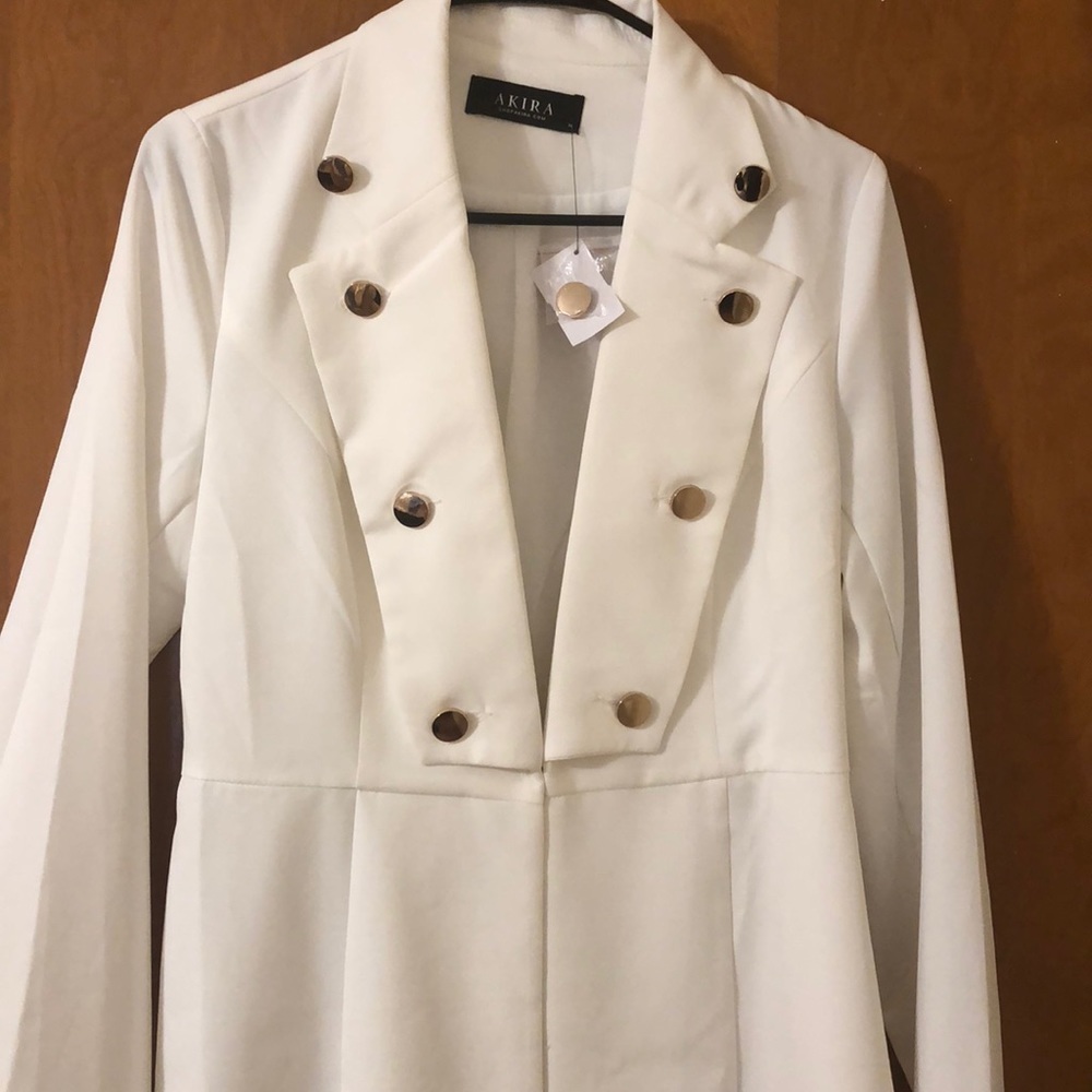 Off White Blazer with Gold Buttons